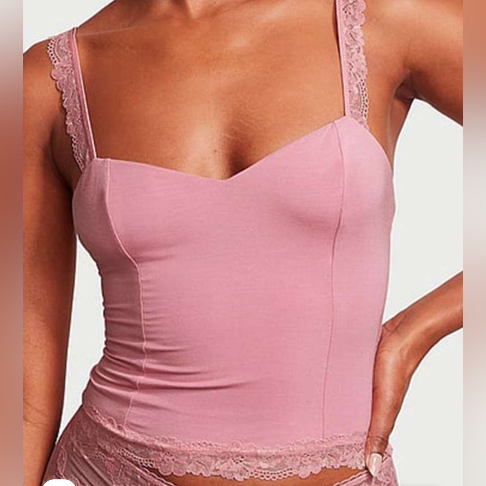 Victoria’s Secret pink lace cami tank top large
